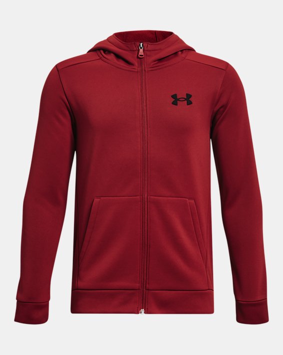Boys' Armour Fleece® Full-Zip, Red, pdpMainDesktop image number 0